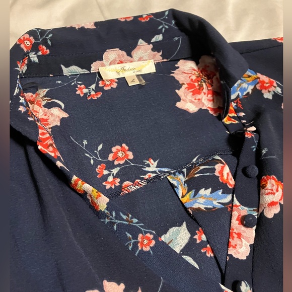 Women’s Navy with Pink Flowers Andreé by Unit Dress - Picture 2 of 6